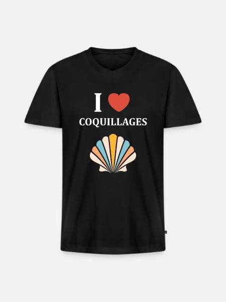 coquillage - T-shirt encolure en V Premium bio Homme - noir