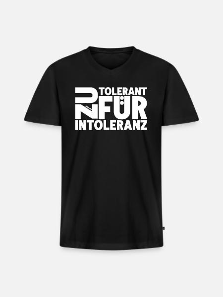 Zu Tolerant für Intoleranz - Männer Premium Bio T-Shirt mit V-Ausschnitt - Schwarz