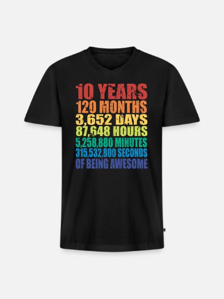 10. fødselsdagsgave til drenge og piger, 10 år gammel - Premium økologisk T-shirt med V-hals til mænd - sort