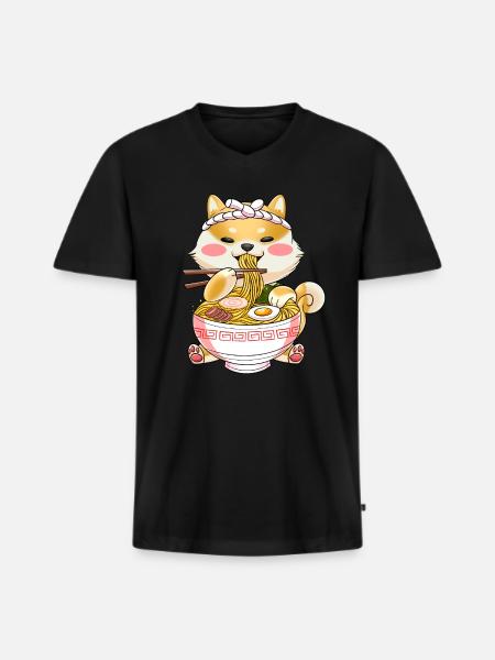 Ramen Cat Japan Kawaii - Men's Premium Organic T-shirt with V-neck - black