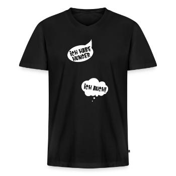 Ich habe Hunger Schwangerschaft verkünden - Männer Premium Bio T-Shirt mit V-Ausschnitt - Schwarz - Vorne - Nico (187cm)