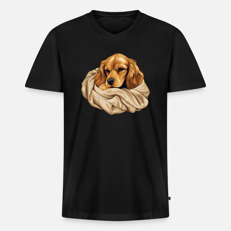 Süßer Hund Welpe Cocker Spaniel - Männer Premium Bio T-Shirt mit V-Ausschnitt - Schwarz