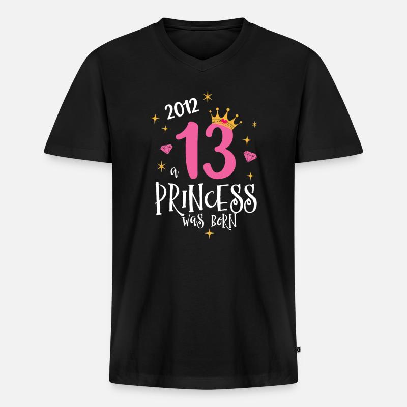 13. Geburtstag A Princess Born 2012 - Männer Premium Bio T-Shirt mit V-Ausschnitt - Schwarz