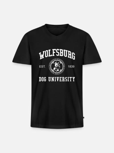 Wolfsburg Dog University College - Men's Premium Organic T-shirt with V-neck - black