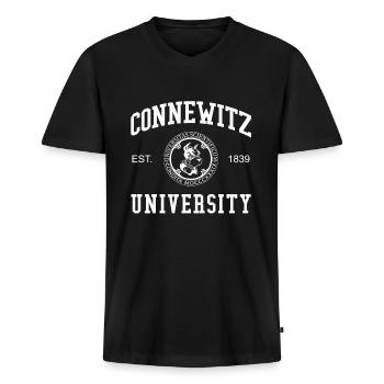Leipzig Connewitz University Universität Uni - Männer Premium Bio T-Shirt mit V-Ausschnitt - Schwarz - Vorne - Nico (187cm)