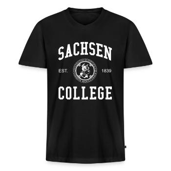 Collège universitaire de Saxe Collège universitaire - T-shirt encolure en V Premium bio Homme - noir - Devant - Nico (187cm)