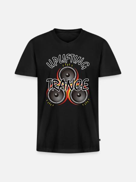 Uplifting Trance with Speaker - Music - Men's Premium Organic T-shirt with V-neck - black