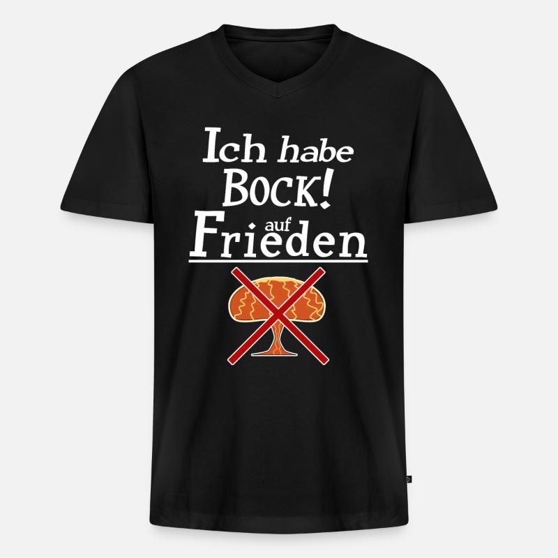Ich habe Bock auf Frieden - Männer Premium Bio T-Shirt mit V-Ausschnitt - Schwarz