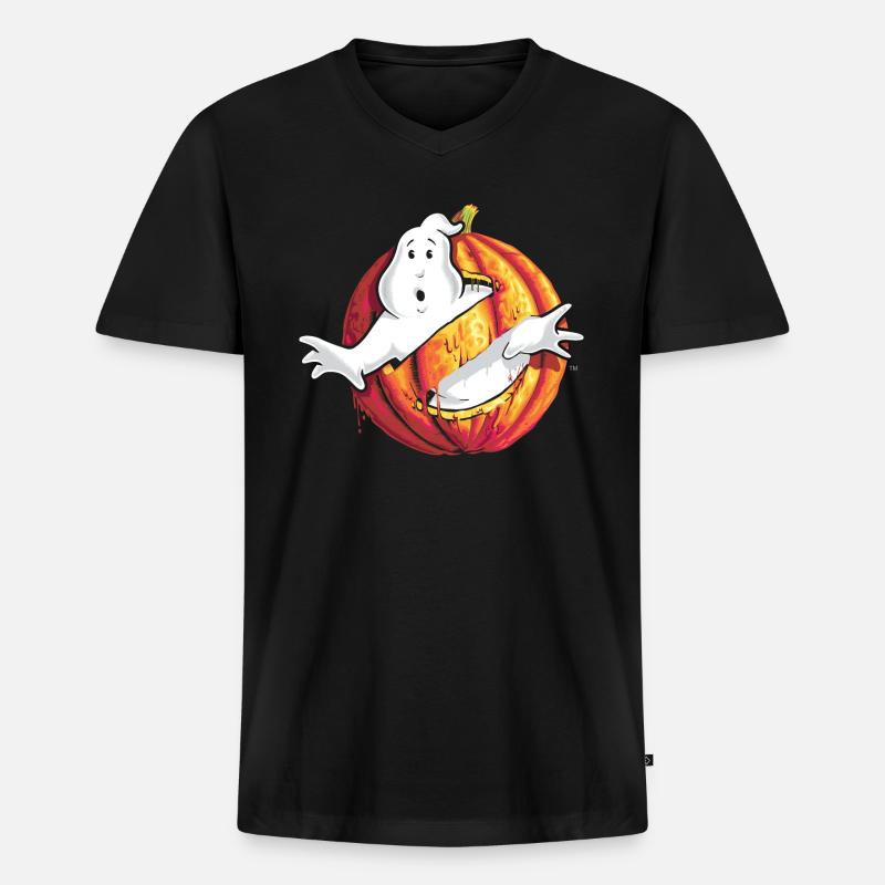Ghostbusters Halloween Logo - Männer Premium Bio T-Shirt mit V-Ausschnitt - Schwarz