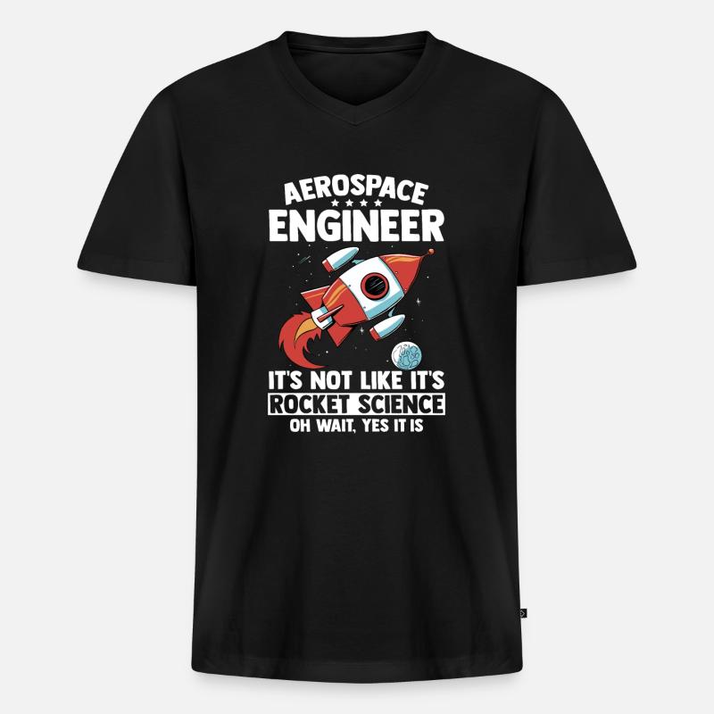 Aerospace Engineer Rocket Science Geschenk - Männer Premium Bio T-Shirt mit V-Ausschnitt - Schwarz