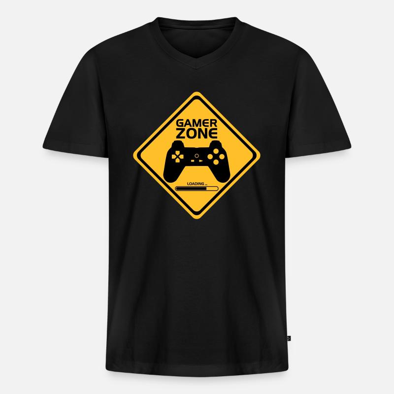 Gamer Zone - Männer Premium Bio T-Shirt mit V-Ausschnitt - Schwarz