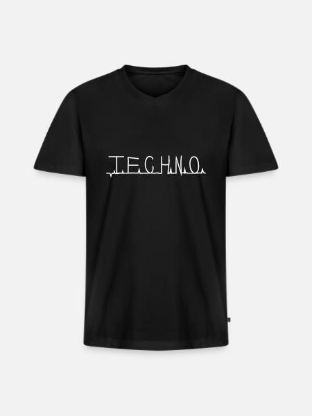techno - Men's Premium Organic T-shirt with V-neck - black