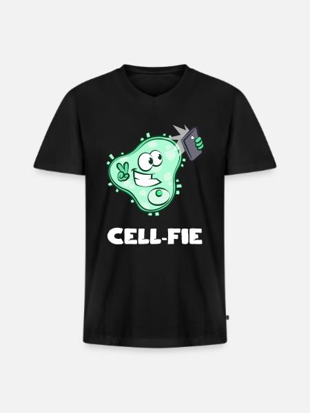 Cellfie - T-shirt encolure en V Premium bio Homme - noir