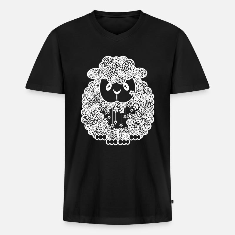 Schaf - Männer Premium Bio T-Shirt mit V-Ausschnitt - Schwarz