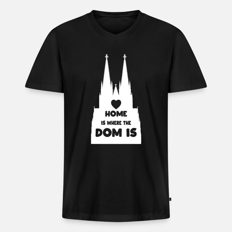 Kölner Dom - Männer Premium Bio T-Shirt mit V-Ausschnitt - Schwarz