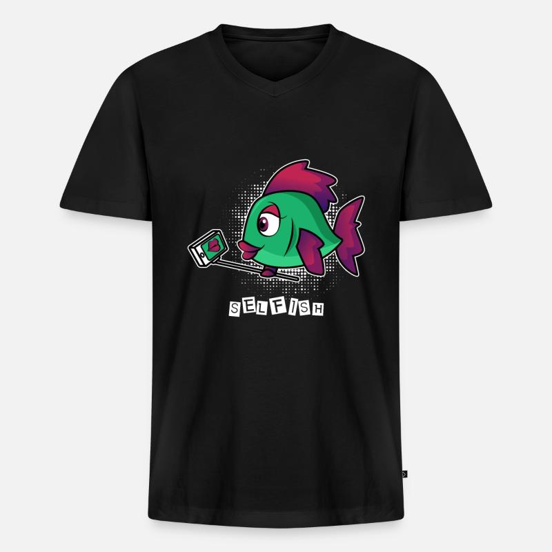 Selfish - Männer Premium Bio T-Shirt mit V-Ausschnitt - Schwarz
