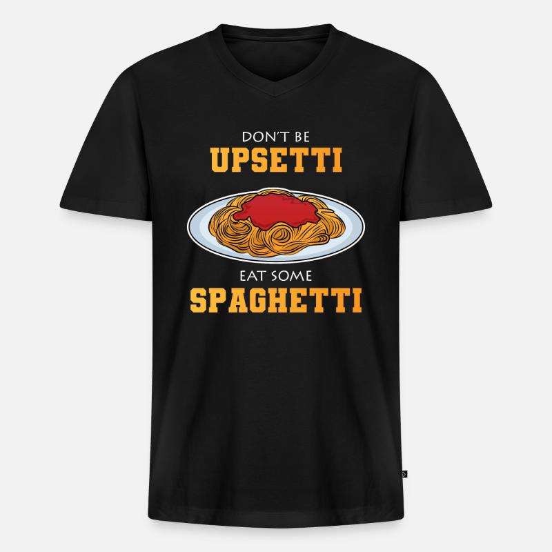 Spaghetti Lustig - Männer Premium Bio T-Shirt mit V-Ausschnitt - Schwarz