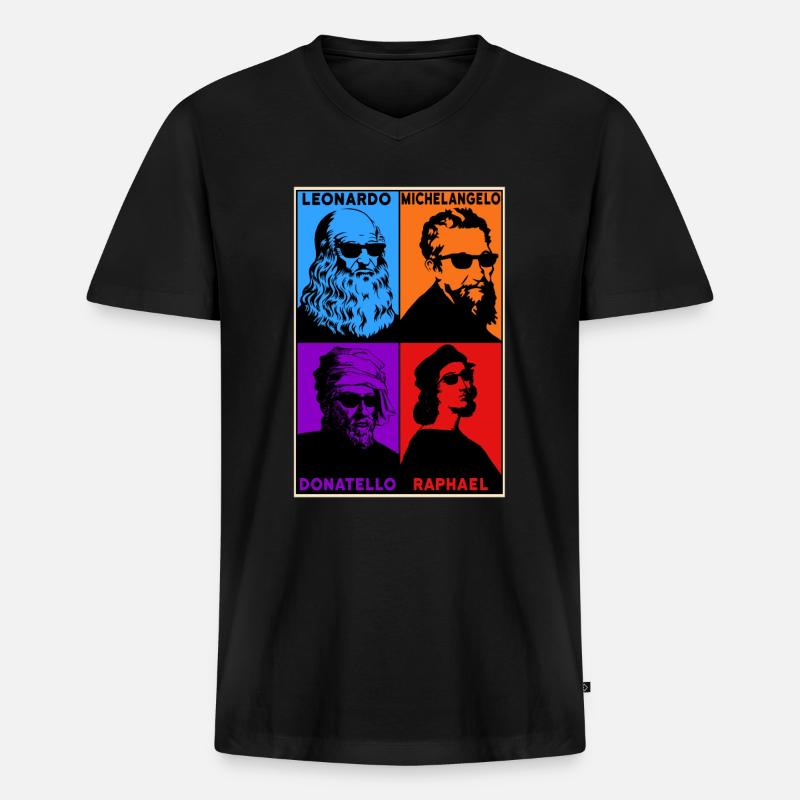 Leonardo Michelangelo Donatello Raphael - Männer Premium Bio T-Shirt mit V-Ausschnitt - Schwarz