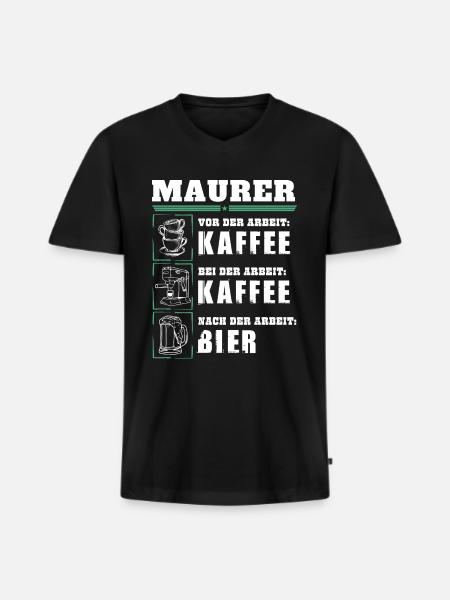Mon quotidien de maçon - T-shirt encolure en V Premium bio Homme - noir