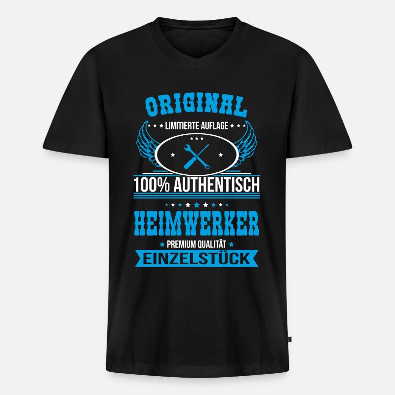 Heimwerker - Original 100% Authentisch - Männer Premium Bio T-Shirt mit V-Ausschnitt - Schwarz
