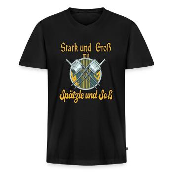 Spätzle und Soß - Männer Premium Bio T-Shirt mit V-Ausschnitt - Schwarz - Vorne - Nico (187cm)