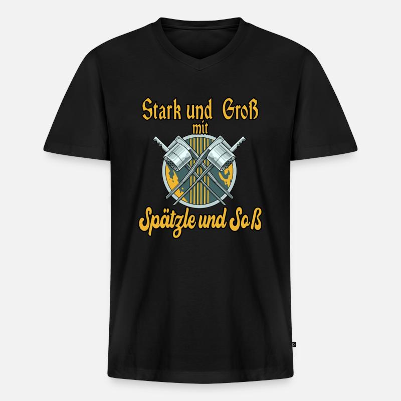 Spätzle und Soß - Männer Premium Bio T-Shirt mit V-Ausschnitt - Schwarz