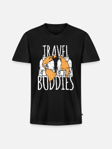 travel - Men's Premium Organic T-shirt with V-neck - black