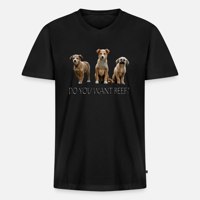 Welpen Beef - Männer Premium Bio T-Shirt mit V-Ausschnitt - Schwarz