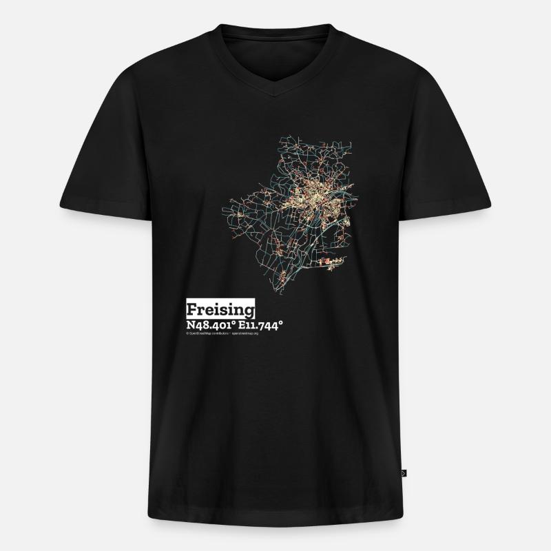 Freising Basic Pastels - Männer Premium Bio T-Shirt mit V-Ausschnitt - Schwarz