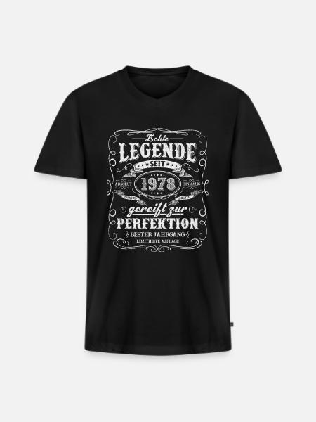 Legende seit 1978 - Männer Premium Bio T-Shirt mit V-Ausschnitt - Schwarz