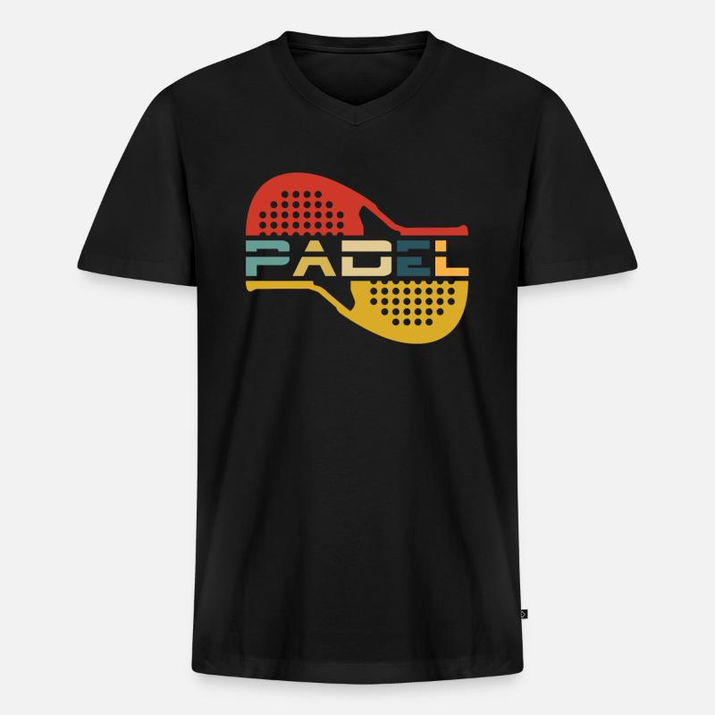 Padel - Männer Premium Bio T-Shirt mit V-Ausschnitt - Schwarz