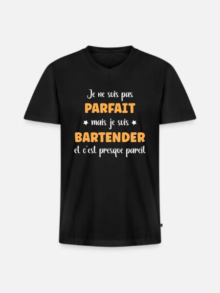 Bartender - T-shirt encolure en V Premium bio Homme - noir