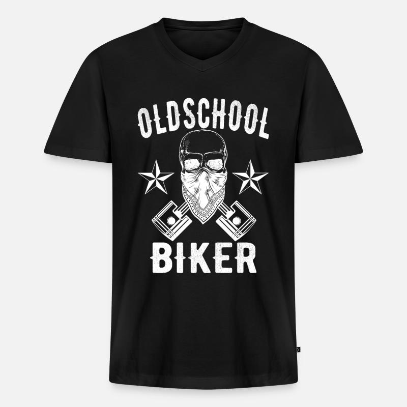 Biker Old School - Männer Premium Bio T-Shirt mit V-Ausschnitt - Schwarz