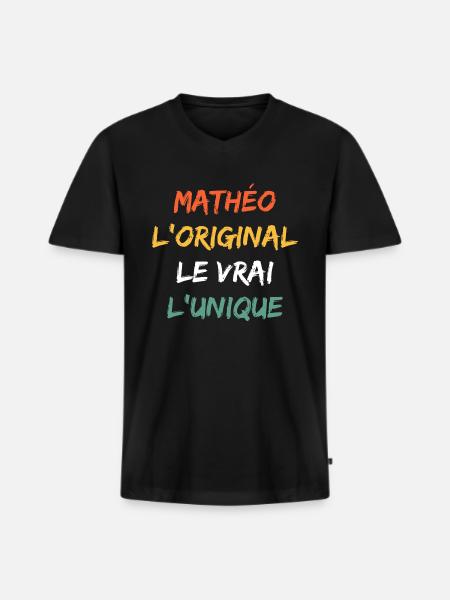 mathéo - T-shirt encolure en V Premium bio Homme - noir