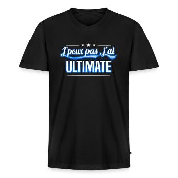 Ultimate - j'peux pas , j'ai Ultimate - T-shirt encolure en V Premium bio Homme - noir - Devant - Nico (187cm)