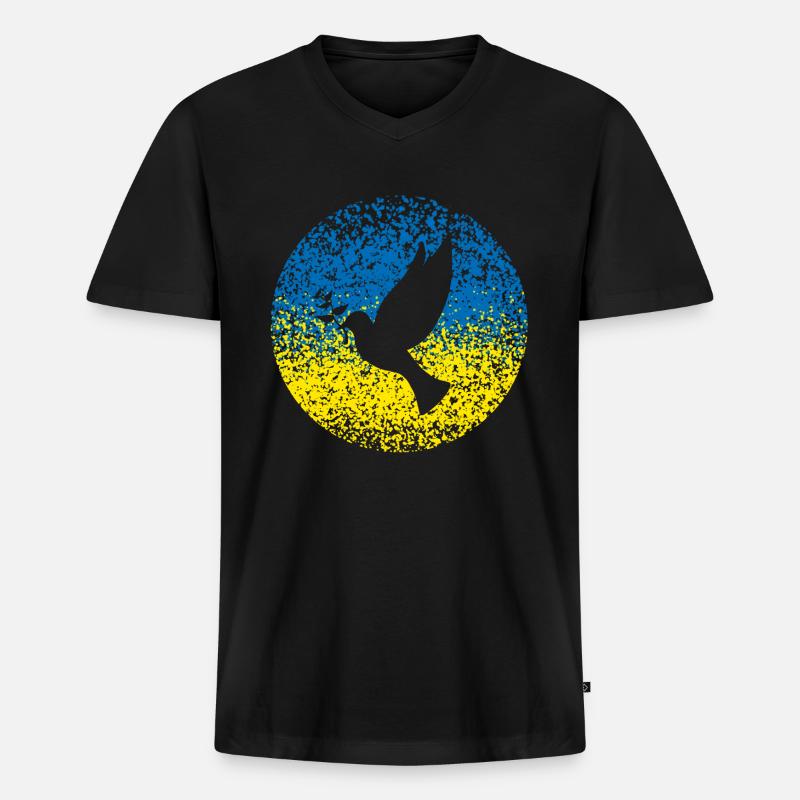 Ukraine Friedenstaube - Männer Premium Bio T-Shirt mit V-Ausschnitt - Schwarz