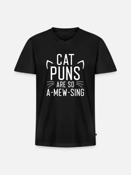 Katzenspiele sind so amüsant - Männer Premium Bio T-Shirt mit V-Ausschnitt - Schwarz