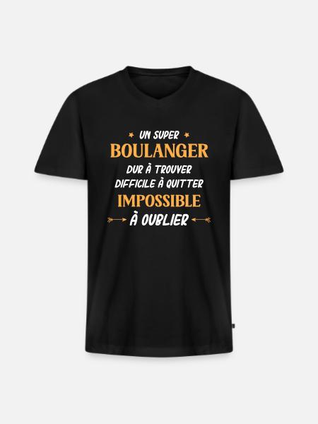 Super boulanger - T-shirt encolure en V Premium bio Homme - noir