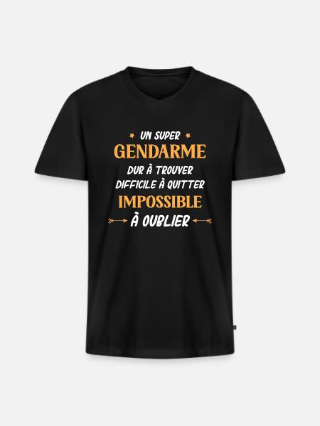 Super gendarme - T-shirt encolure en V Premium bio Homme - noir