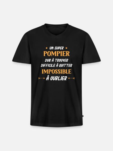 pompier - T-shirt encolure en V Premium bio Homme - noir