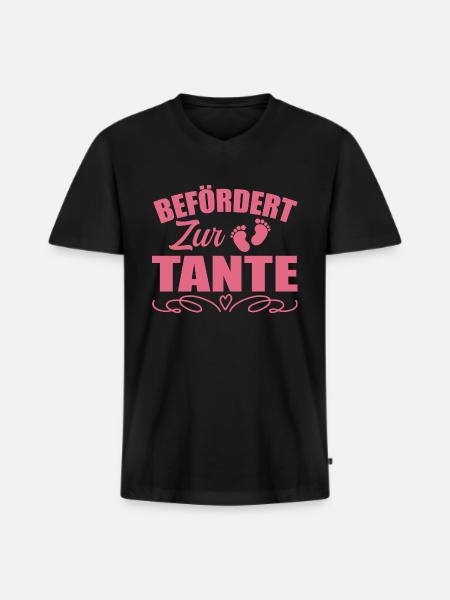 Befördert zur Tante - Männer Premium Bio T-Shirt mit V-Ausschnitt - Schwarz