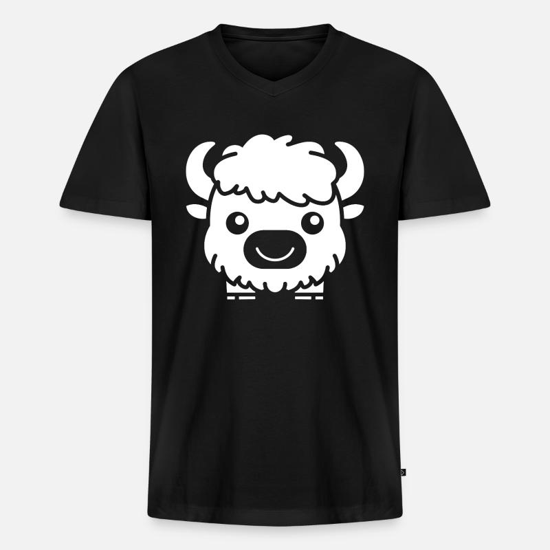 Büffel - Männer Premium Bio T-Shirt mit V-Ausschnitt - Schwarz