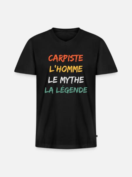 carpiste - T-shirt encolure en V Premium bio Homme - noir