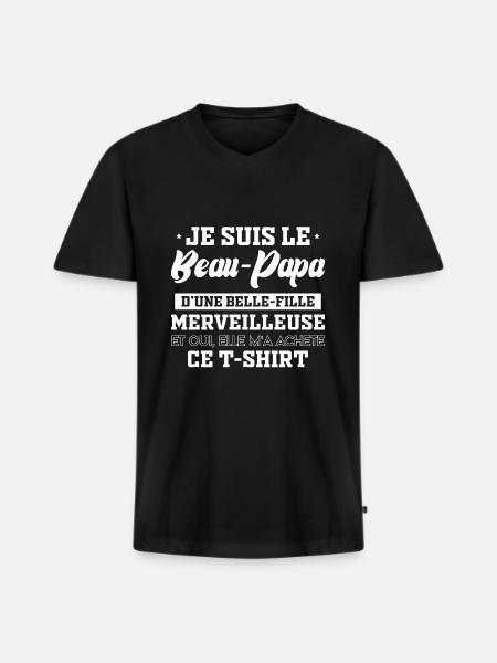 I am the stepdad of a stepdaughter, stepfather, - Men's Premium Organic T-shirt with V-neck - black