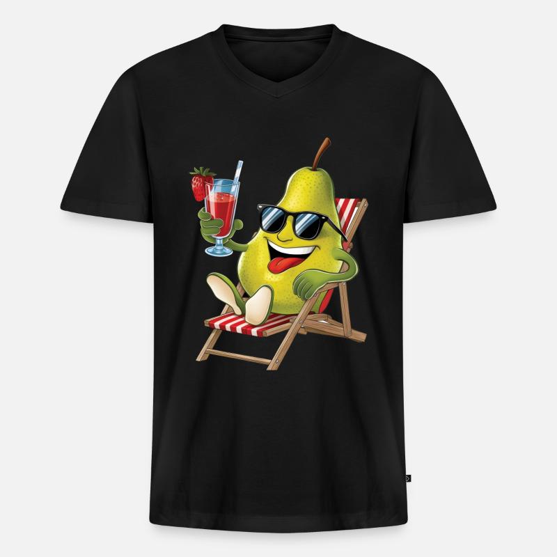 Birne - Männer Premium Bio T-Shirt mit V-Ausschnitt - Schwarz