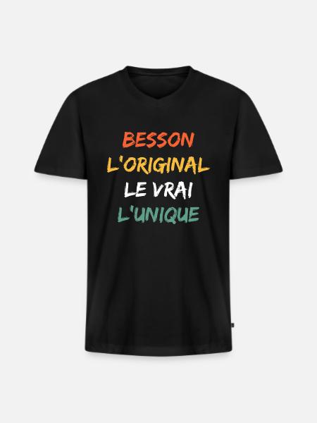 Besson - T-shirt encolure en V Premium bio Homme - noir