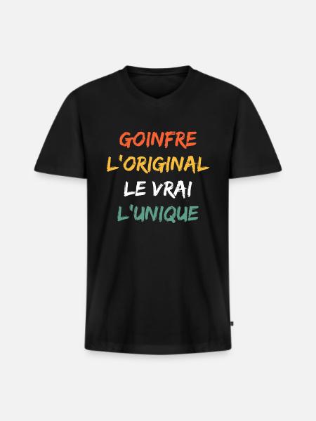 goinfre - T-shirt encolure en V Premium bio Homme - noir