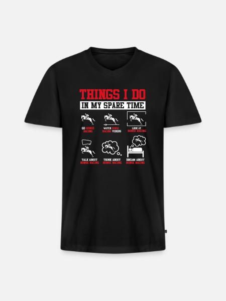 Courses de chevaux - T-shirt encolure en V Premium bio Homme - noir