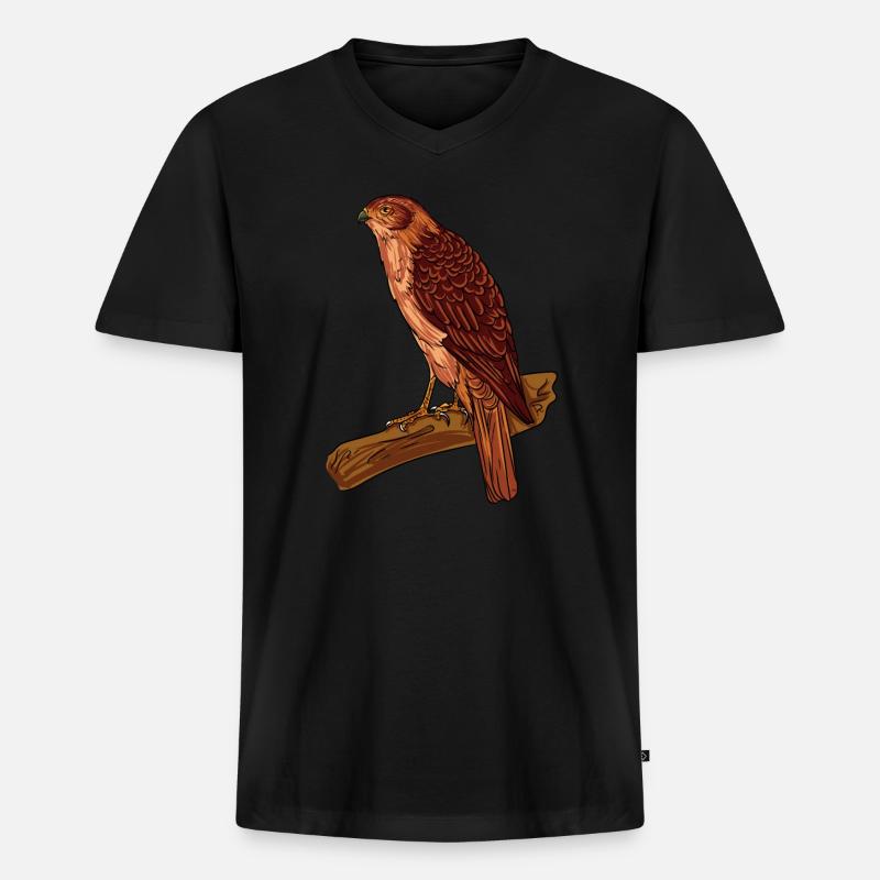 Turmfalke - Männer Premium Bio T-Shirt mit V-Ausschnitt - Schwarz