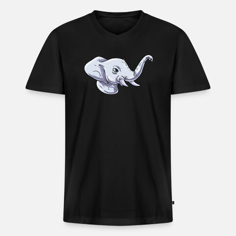 Elefantenkopf Elefant - Männer Premium Bio T-Shirt mit V-Ausschnitt - Schwarz